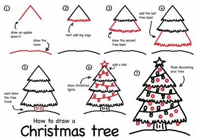 Рисунки елки для срисовки (100 фото)