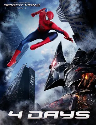 Кинопоиск: фильмы и сериалы on X: \"Свежий промо-постер фильма «Новый Человек -паук: Высокое напряжение». Обращаем внимание на надписи на костюме  Носорога http://t.co/I77YnOYyQt\" / X