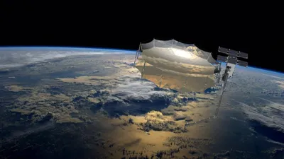 Вебкамера Полёт МКС в космосе: вид из иллюминатора на узлы станции - в реальном  времени