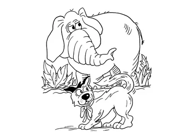 Иллюстрация Слон и моська в стиле детский, книжная графика |
