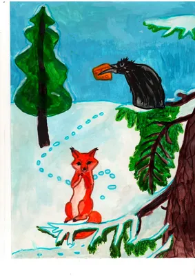 Нарисовать детский рисунок к басне лиса и ворона - YouTube