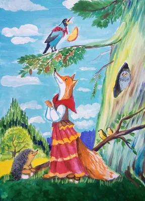 Иллюстрации к басне \"Ворона и Лисица\" (65 фото)