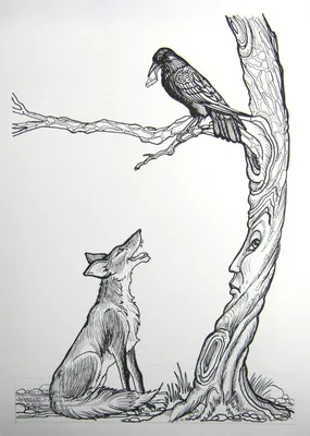 Иллюстрации к басне \"Ворона и Лисица\" (77 фото)