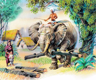 Персонажи слон и обезьяна сказки на зеленой лужайке Иллюстрация штока -  иллюстрации насчитывающей ландшафт, ангстрома: 31349886