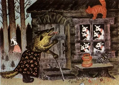 Краснокамская фабрика деревянной игрушки Набор фигурок из сказки Волк и семеро  козлят для детей