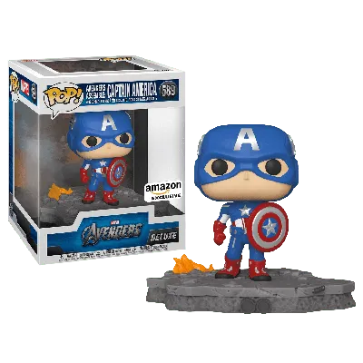 Фигурка Капитан Америка Диорама Мстители со стикером (Captain America  Avengers Assemble Diorama Deluxe (Эксклюзив Amazon)) — Funko POP