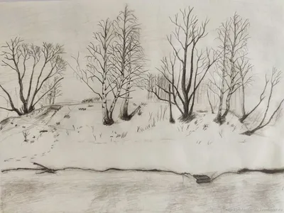 Детские рисунки на тему зима карандашом - 83 фото