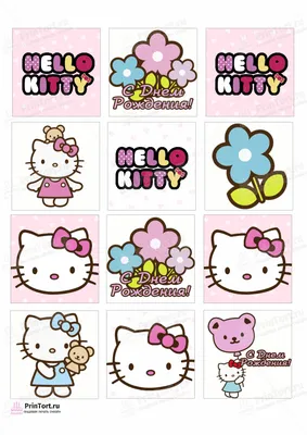Картинка для торта \"Хэлло Китти (Hello Kitty)\" - PT104044) печать на  сахарной пищевой бумаге
