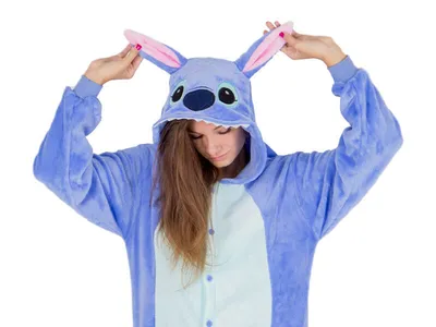STITCH Blue/Pink Unisex Onesiee Kigurumi Fancy Dress Costume Hoodies  Pajamas | eBay