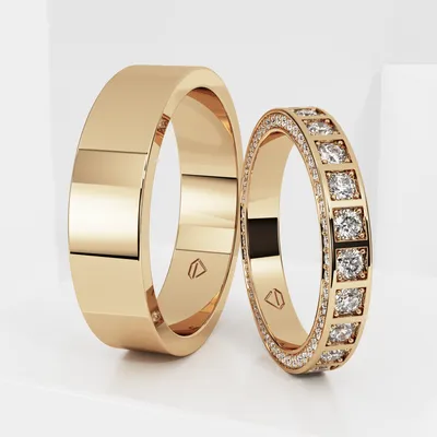 Обручальные парные кольца из желтого золота 585 пробы (193) – по цене от  315 413 ₽ на заказ в Москве, Санкт-Петербурге