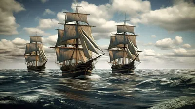 три старых корабля плывут по океану, фотографии парусных кораблей, парусное  судно, парусный спорт фон картинки и Фото для бесплатной загрузки