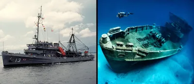 До и после. 10 фото затонувших кораблей, снятых водолазами