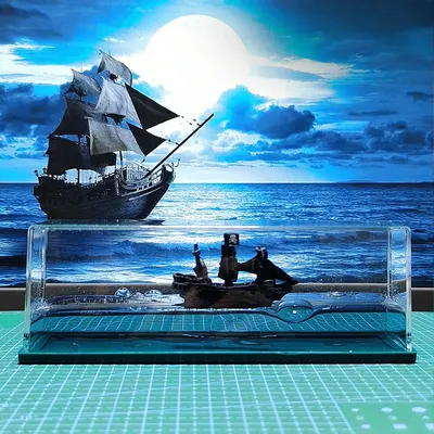 Черная жемчужина, корабль-призрак, круизная жидкость, модель жидкости,  бутылка для дрейфа, песочные часы, плавающая лодка, морской орнамент,  уникальное украшение пиратского корабля | AliExpress