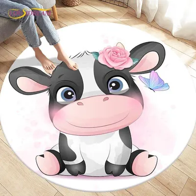 Веселая корова стоит, улыбаясь и глядя Стоковая иллюстрация  ©illustrator_hft #129206446