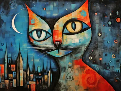 Купить плакат Кошка и Луна от 290 руб. в арт-галерее DasArt