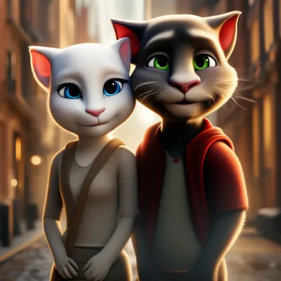 Кот в смокинге и кошка в …» — создано в Шедевруме