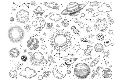 Безшовная картина космоса Doodle Элементы ультрамодного космоса детей  графические, эскиз карандаша астрономии Метеор планеты звез Иллюстрация  вектора - иллюстрации насчитывающей ракета, чертеж: 146752557
