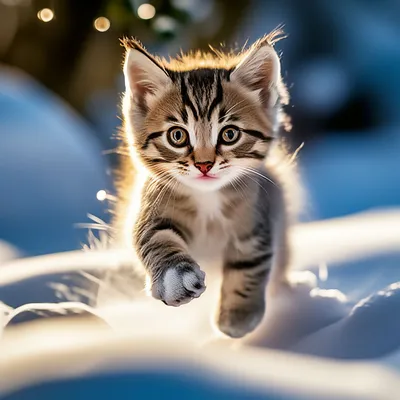 Очень милый котенок зимой» — создано в Шедевруме