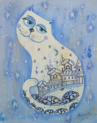 Скачать обои арт, снег, зима, котенок, детская разрешение 960x854 #109749