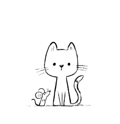 Котик рисунок карандашом простой - 72 фото