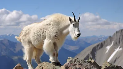 горный козел стоит на вершине скалы, картинка горного козла, горный козел,  козел фон картинки и Фото для бесплатной загрузки