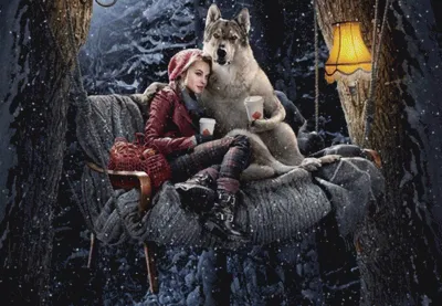 Красная шапочка, и серый волк идут…» — создано в Шедевруме