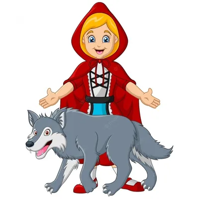 Иллюстрация Красная шапочка и серый волк в стиле комикс |