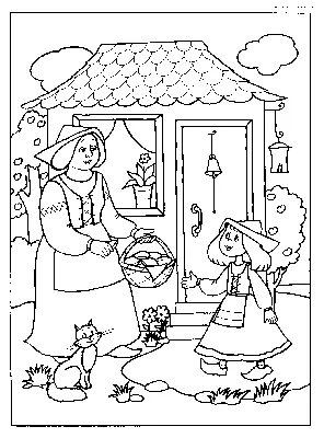 Раскраска раскраска Сказки. Раскраска с героиней детских сказок Красной  шапочкой для детей