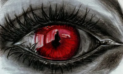 красные глаза на черном фоне, бесшовный узор - Ozero - российский фотосток