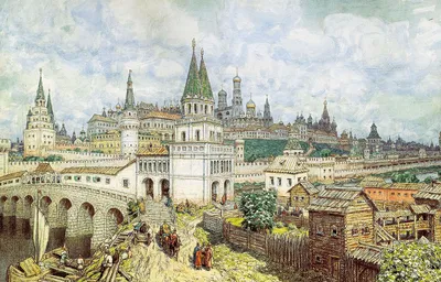 File:Расцвет Кремля. Всехсвятский мост и Кремль в конце XVII века. 1922,  бумага на картоне, уголь, акварель, карандаш.jpg - Wikipedia