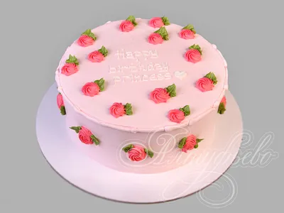 Бело-розовый торт для женщины с кремовыми цветами купить в кондитерской  cakesberry.ru c доставкой по г. Старый Оскол и Губкин