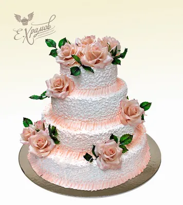 Кремовый торт с розами | Кремовые торты на свадьбу недорого.