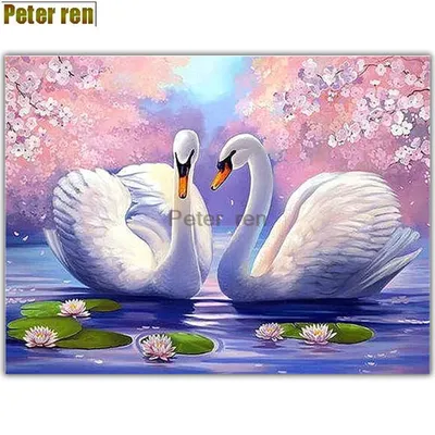 Алмазная Вышивка Питер Рен, рисунок лебедей, лотосов, для гостиной |  AliExpress