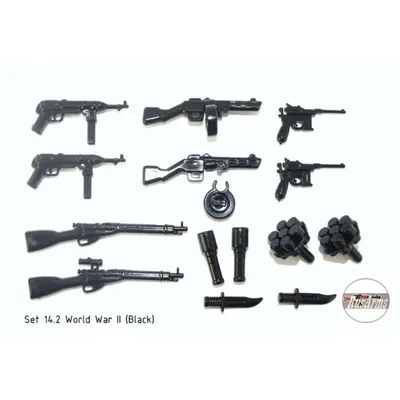 Набор оружия Второй Мировой Войны v 14.2 черный цвет - оружие и броня для  лего минифигурок | Невабрик