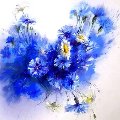 Картина Натюрморт маслом \"Букет летних цветов в стеклянной вазе\" 60x60  AV181128 купить в Москве