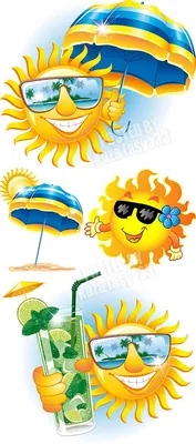 лето море солнце пляж картинки нарисованные Солнце - летний векторный  клипарт. . Summer sun #yandeximages | Морская тема, Лето, Картинки