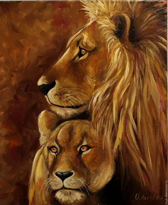Лев львица картина на холсте в спальню | AliExpress