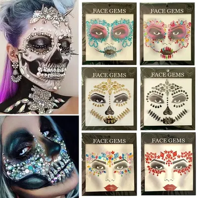 8 листов, креативные наклейки на лицо Хэллоуин, страшные Временные  татуировки для лица, макияж, вечерние украшения, аксессуары для творчества  | AliExpress