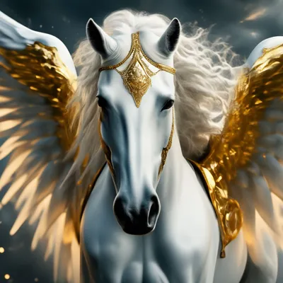 Филигранно, белая красивая лошадь с …» — создано в Шедевруме