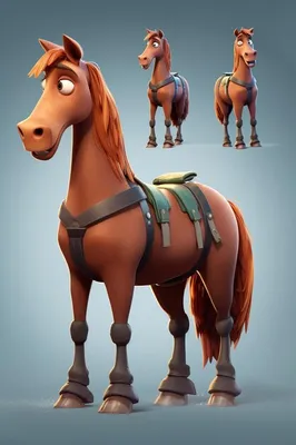 Векторная иллюстрация мультфильм лошадь с седлом | Премиум векторы