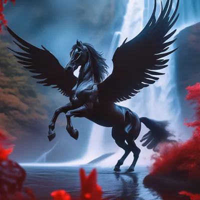 Черный Пегас, лошадь с крыльями …» — создано в Шедевруме