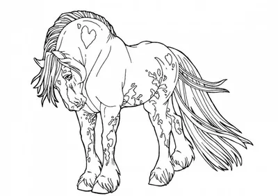 Раскраски Раскраска Лошадь роза лошади, скачать распечатать раскраски.