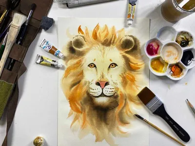 Рисунок на холсте с изображением головы льва | AliExpress