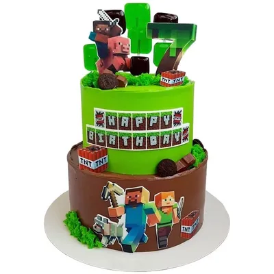 Двухъярусный торт Майнкрафт на день рождения на заказ от фабрики Караваево