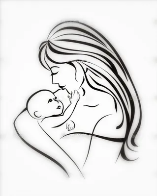 Мама с ребёнком — Красивые картинки для срисовки Карандашом | 30 картинок