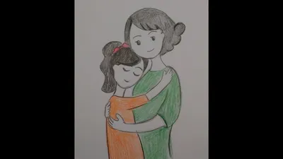 Как нарисовать маму (мама и дочка, рисунок на открытку) - YouTube