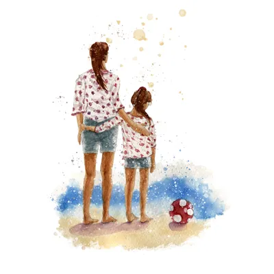 Иллюстрация Мама и дочка в стиле мода и красота | Illustrators.ru
