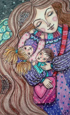 Рисунки мамы с двумя детьми для срисовки (70 фото) • Прикольные картинки и  позитив