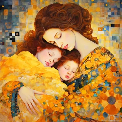 Мама с тремя детьми рисунок - 78 фото