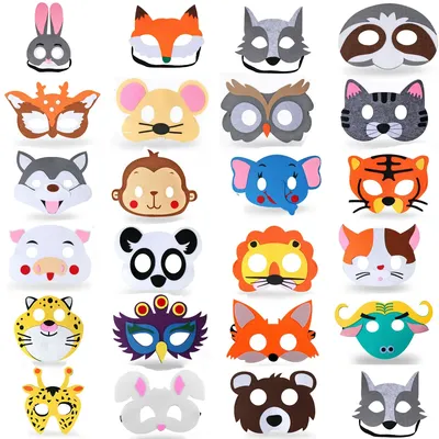 24 шт., Детские фетровые маски в виде животных | AliExpress